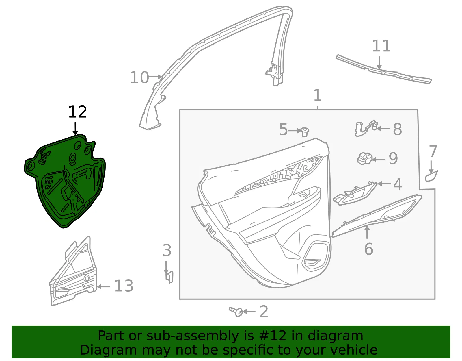 Rear Driver Side Door Water Deflector - GM (39121323) - view 3
