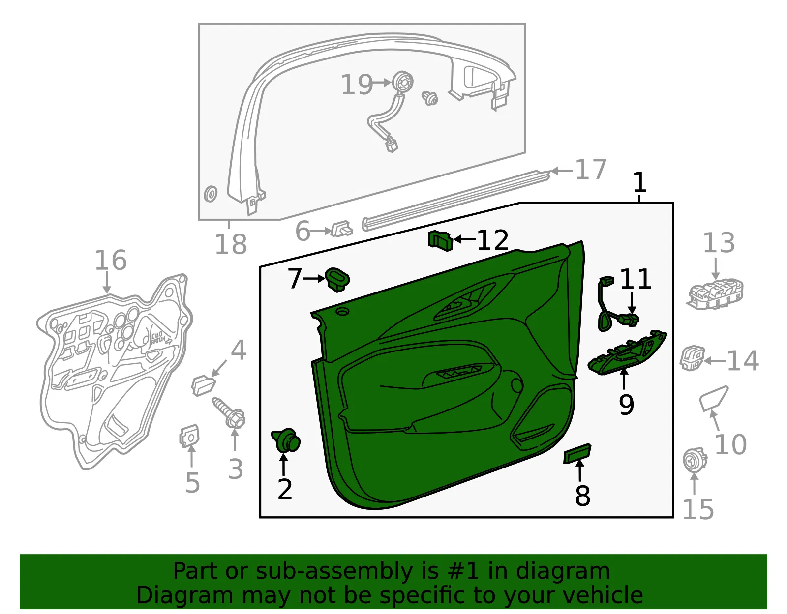 Door Trim Panel - GM (39138321) - view 2