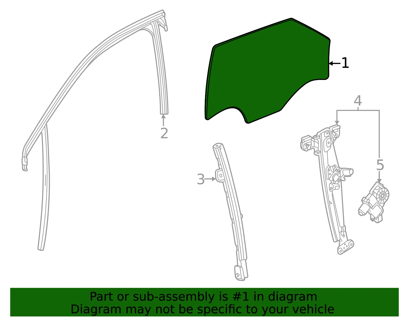 Front Driver Side Door Window - GM (42484705) - view 4