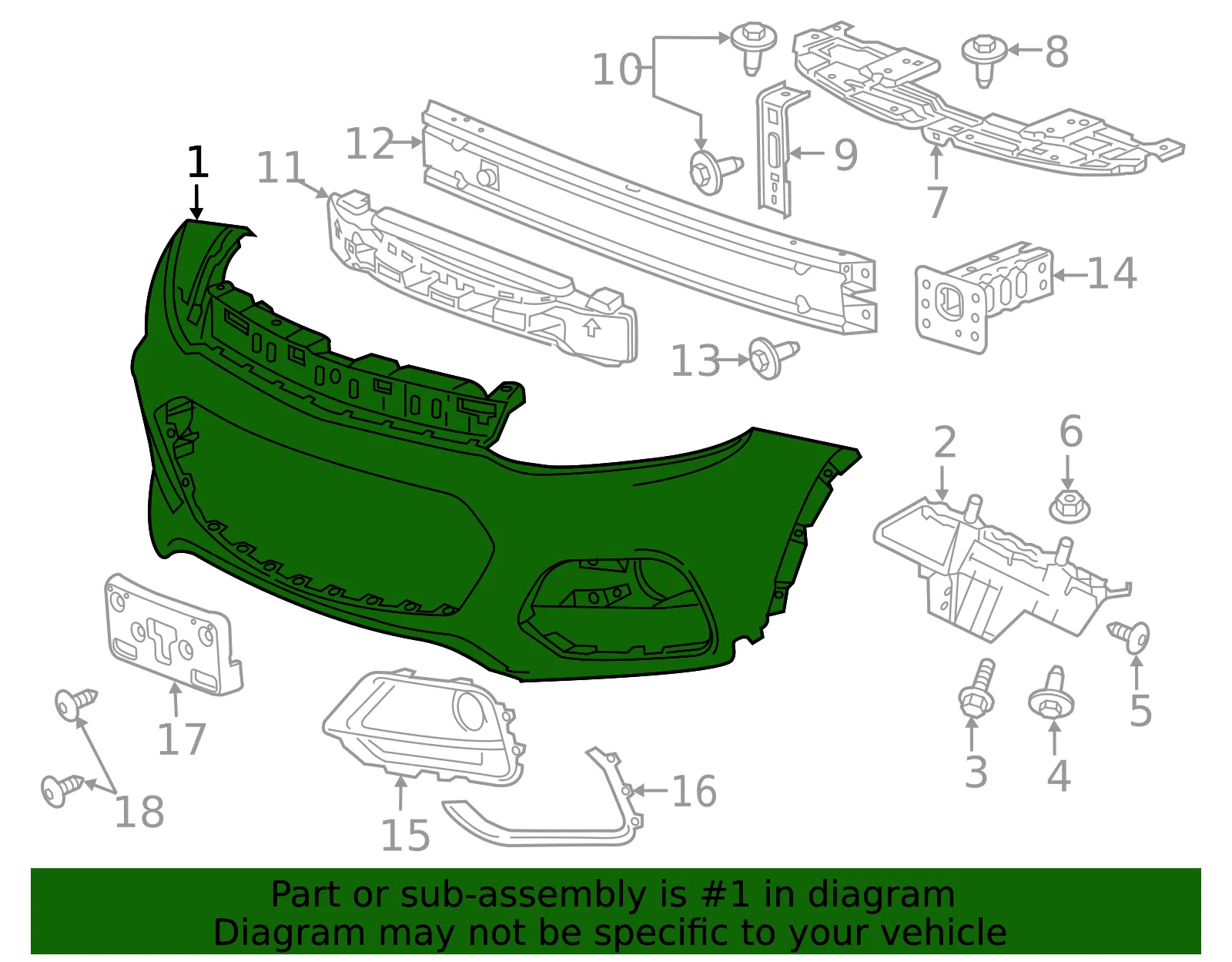 Front Upper Bumper Cover - GM (42537718) - view 4