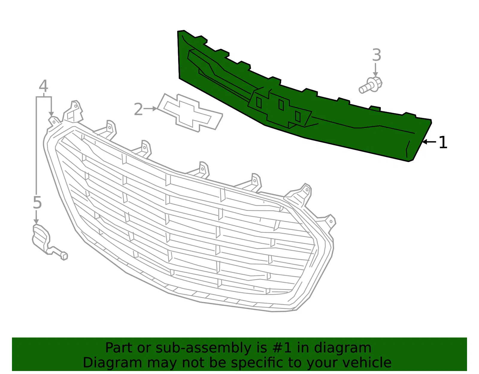 Front Upper Grille - GM (42615979) - view 3