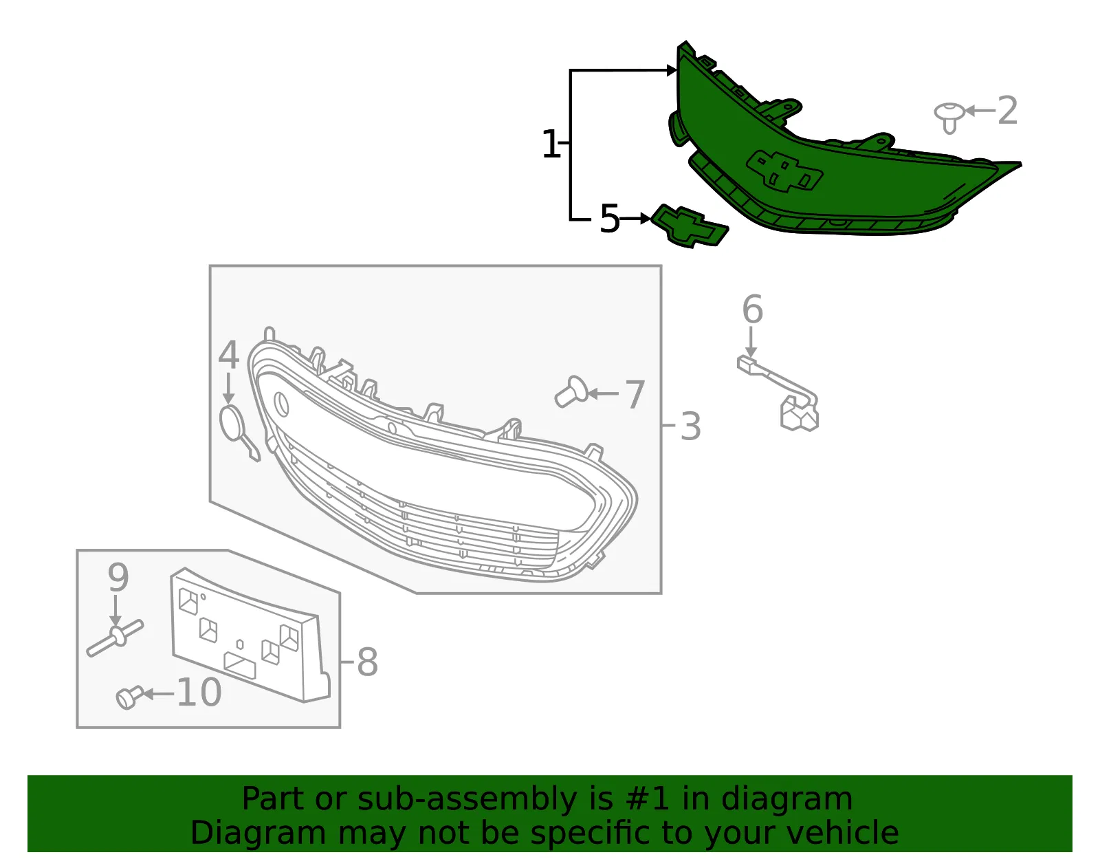 Front Upper Grille - GM (42664575) - view 3