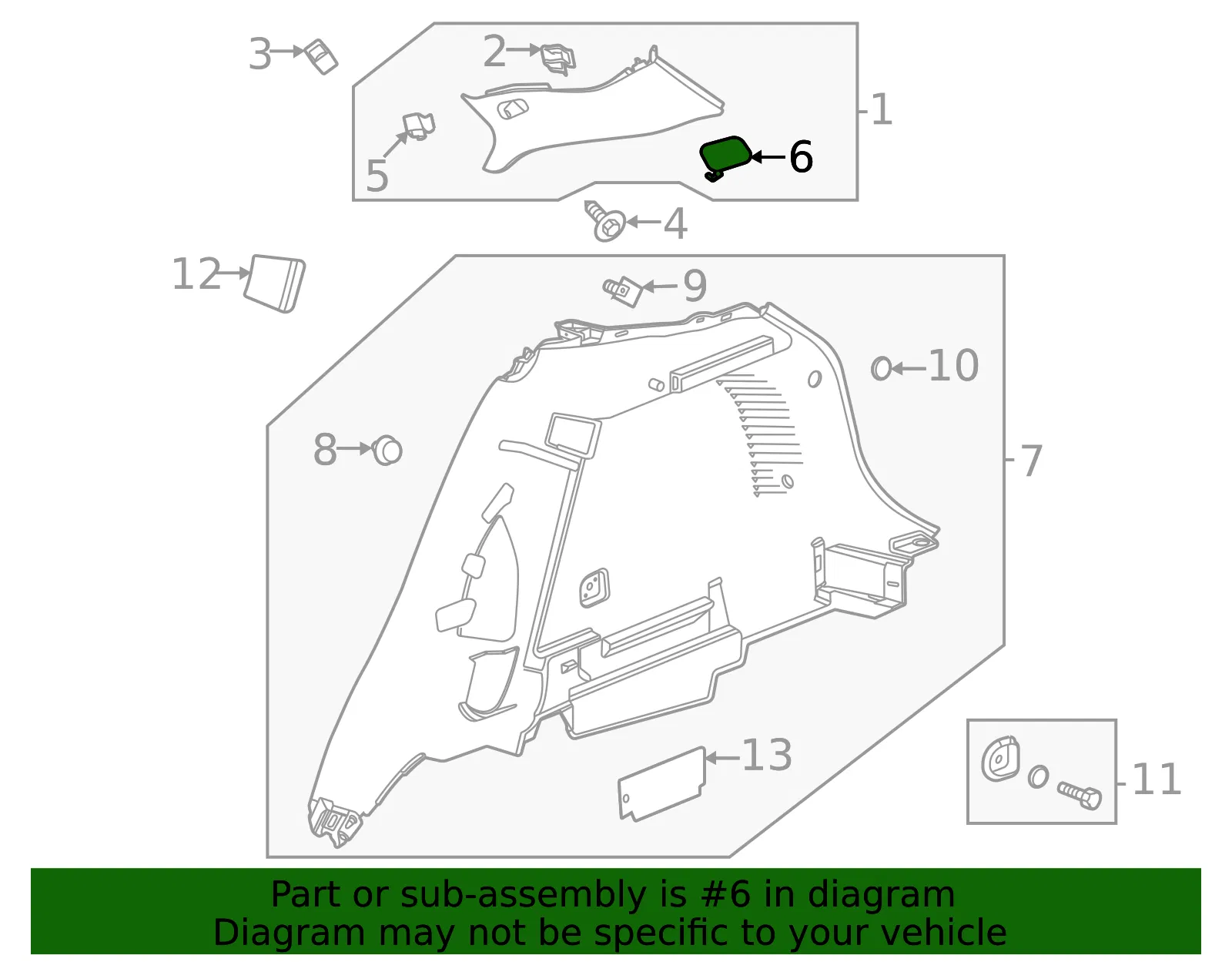 Upper Quarter Trim Cap - GM (42714945) - view 4