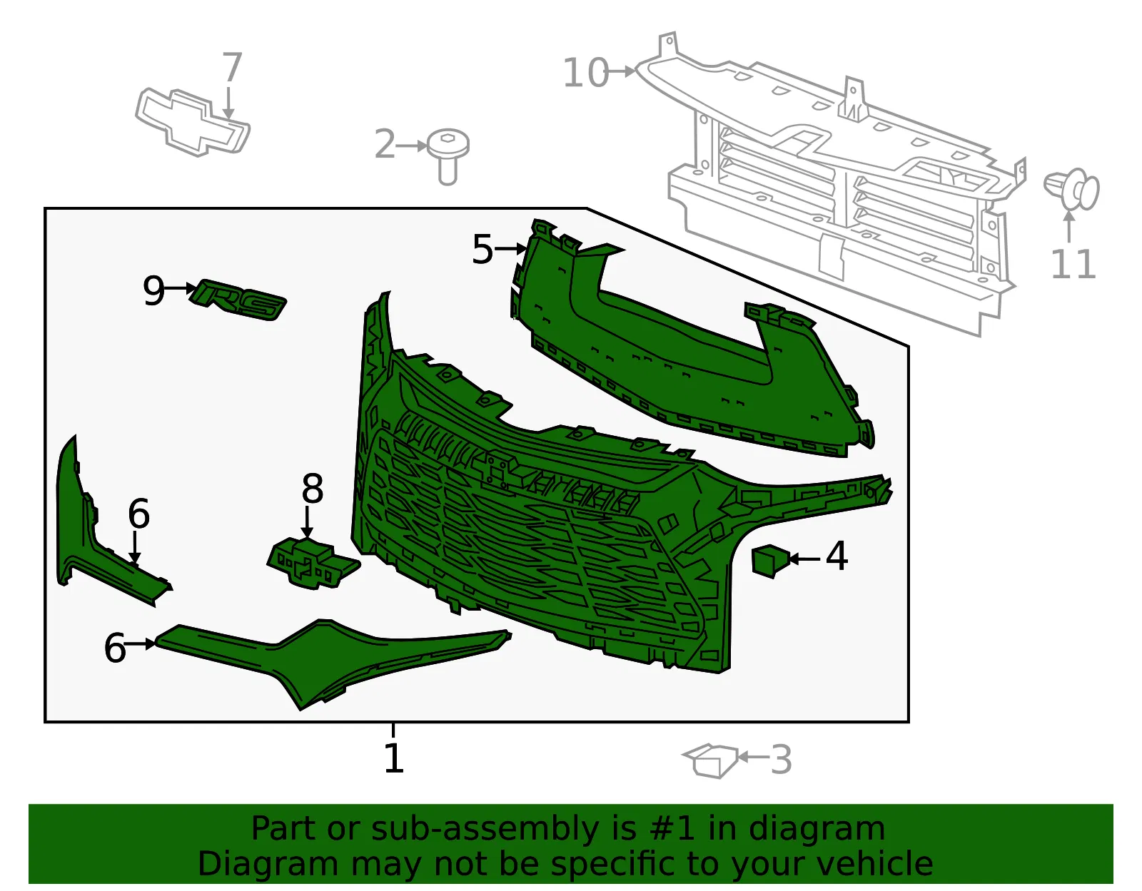 Grille Assembly - GM (42727490) - view 3