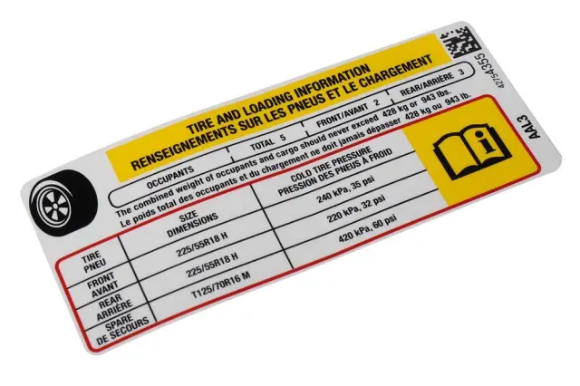 Tire Info Label - GM (42754355)