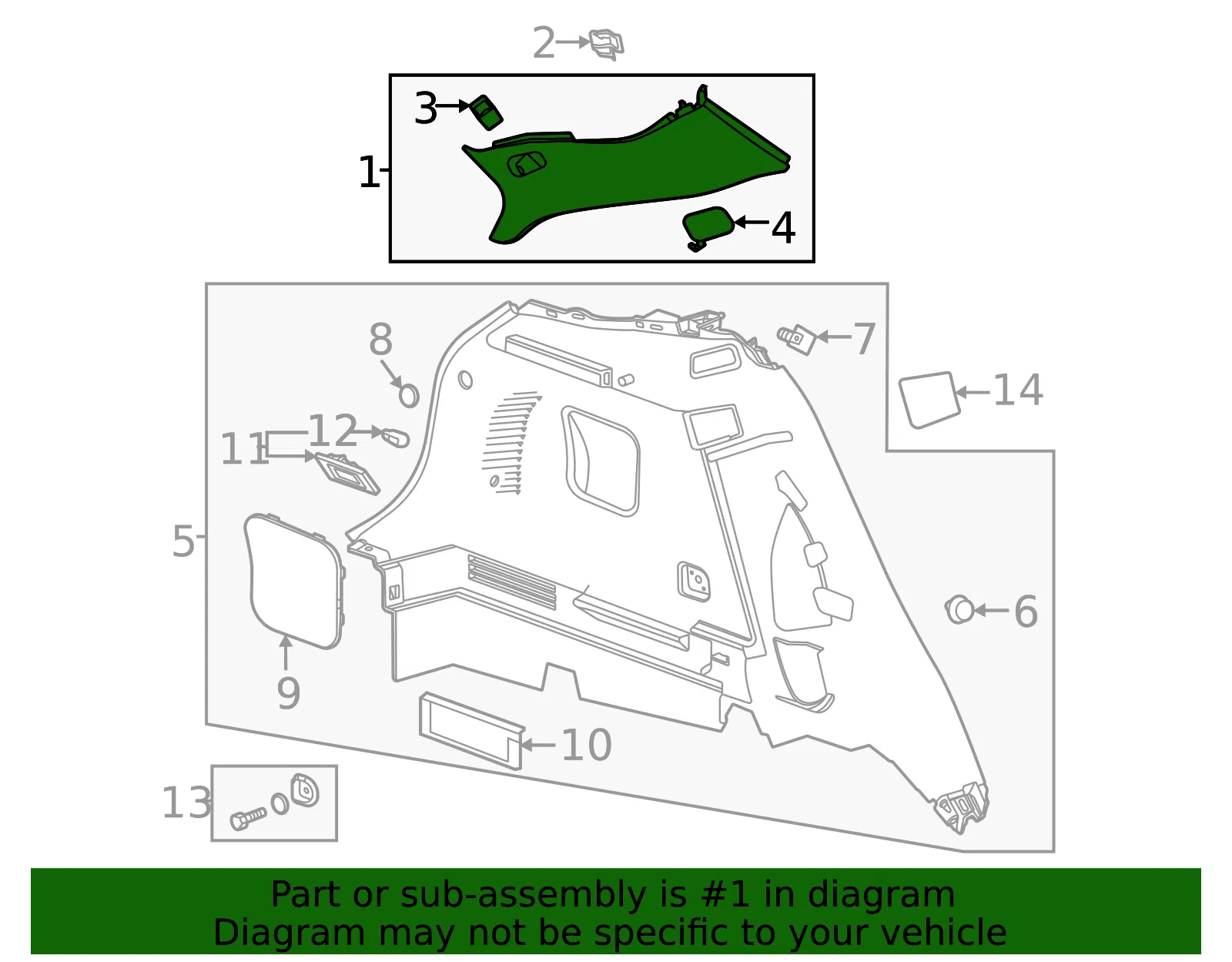 Upper Quarter Trim - GM (42763413) - view 3