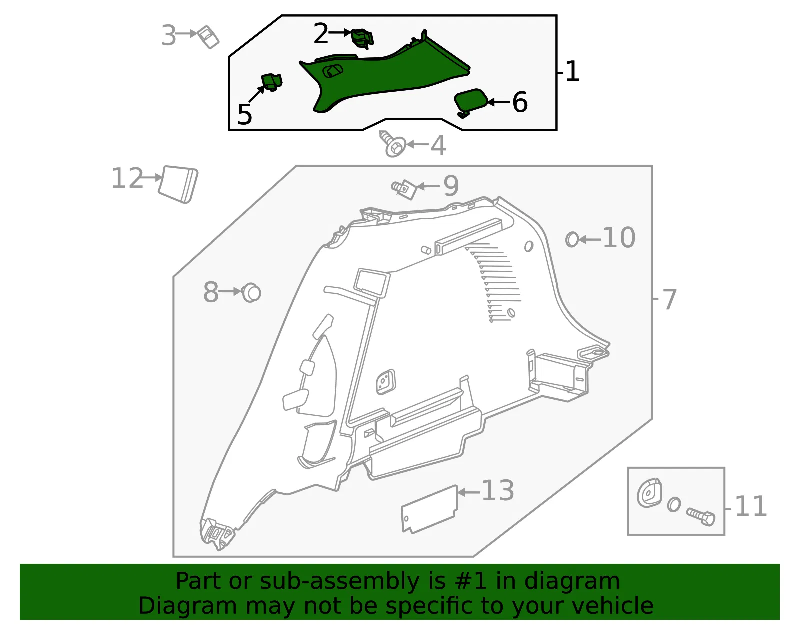 Upper Quarter Trim - GM (42763420) - view 4
