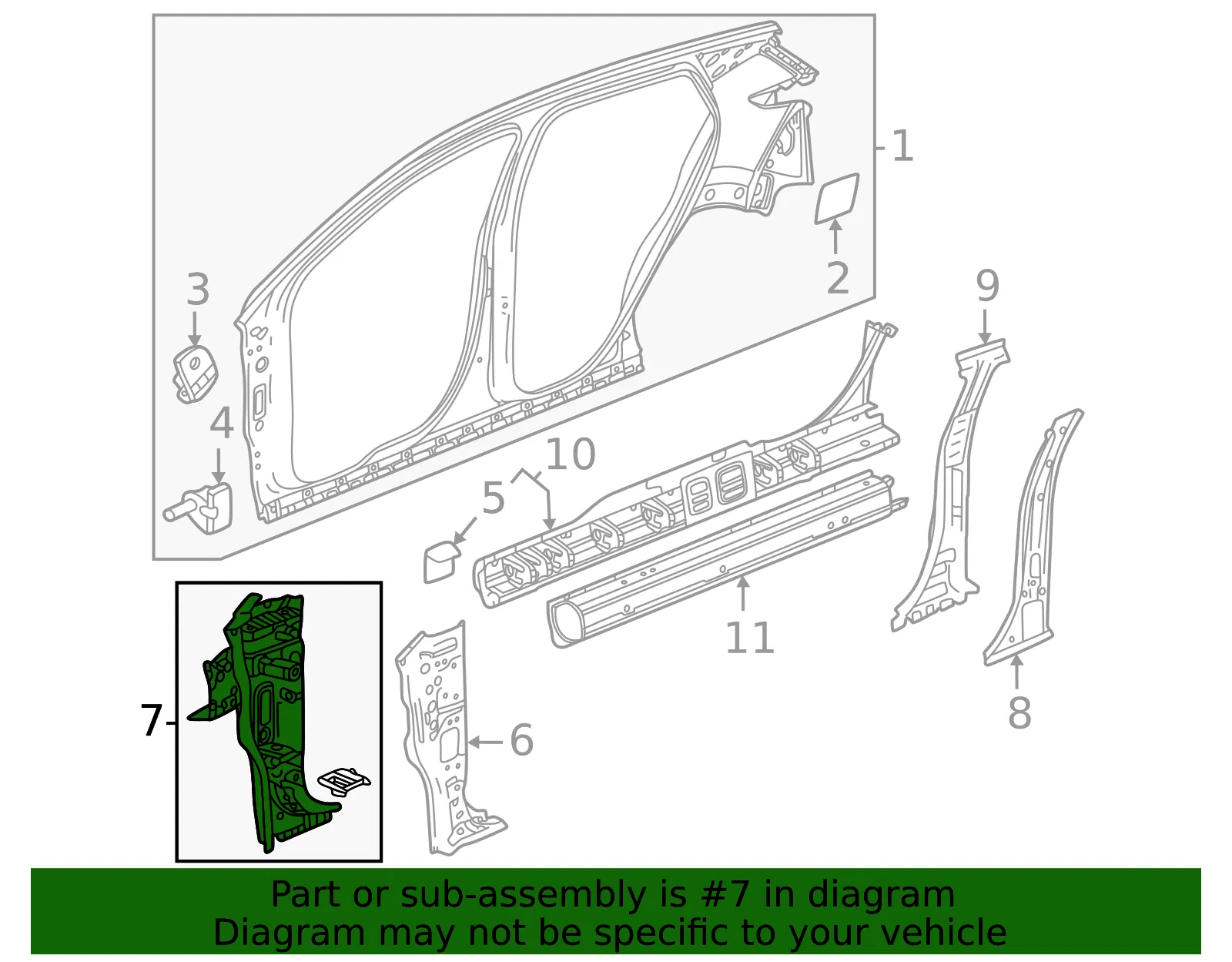 Driver Side Body Hinge Pillar Outer Panel Reinforcement - GM (42771342) - view 3