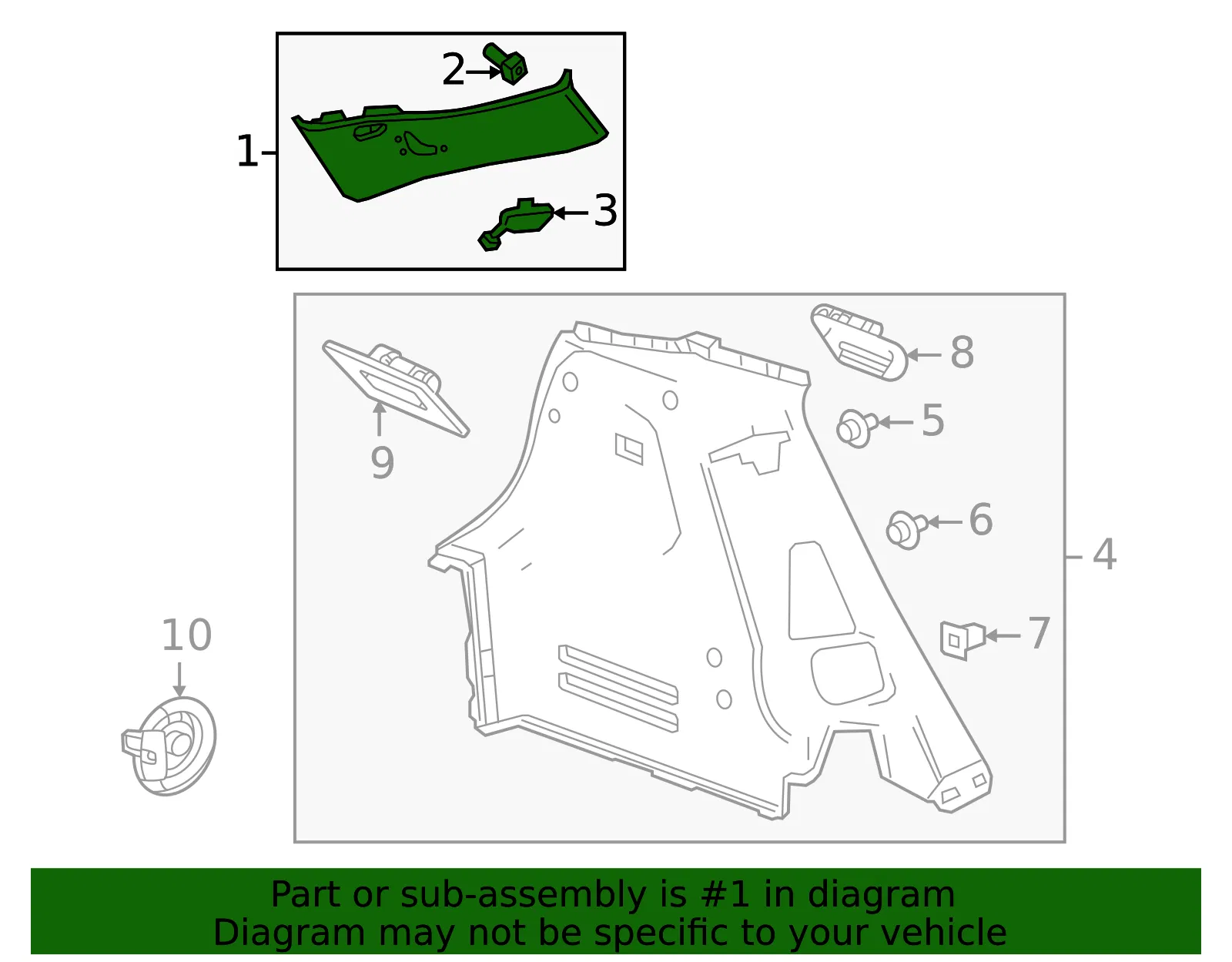 Upper Quarter Trim - GM (42786176) - view 2