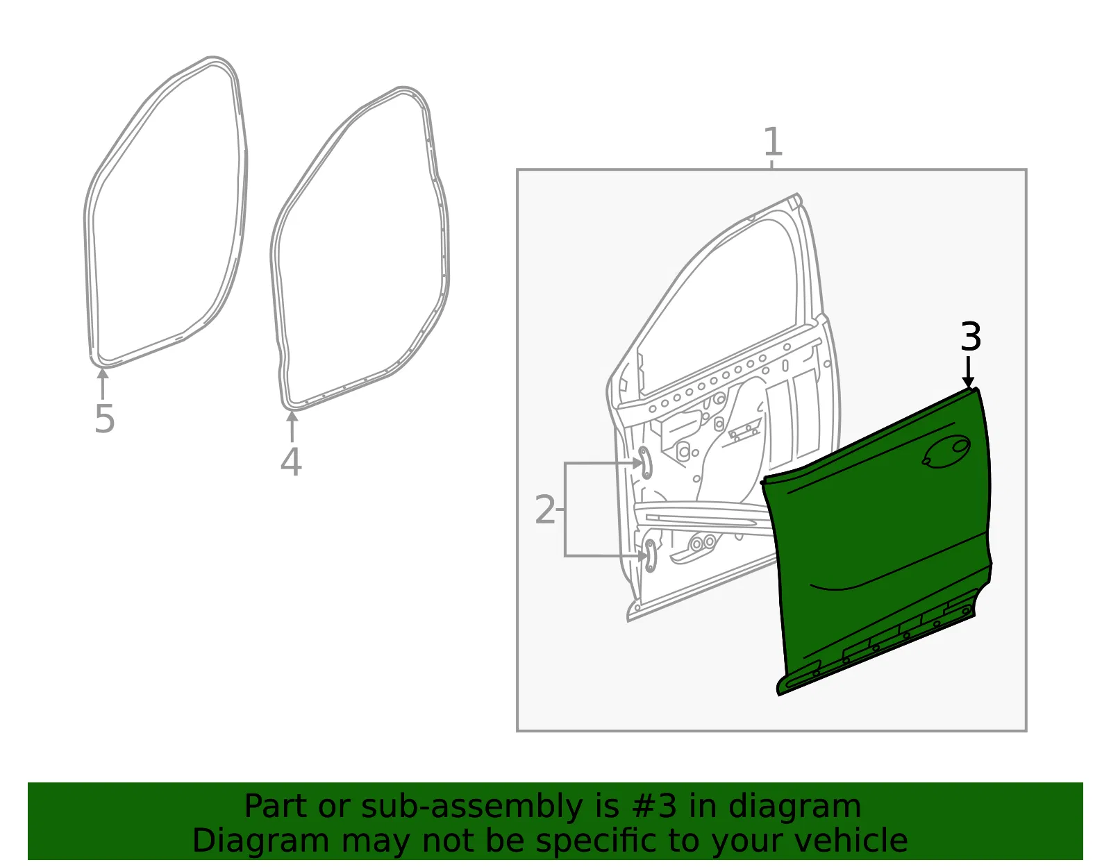 Front Driver Side Door Outer Panel - GM (42793555) - view 3