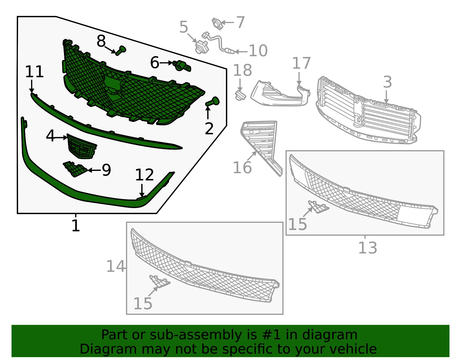 Upper Grille - GM (42901477) - view 3