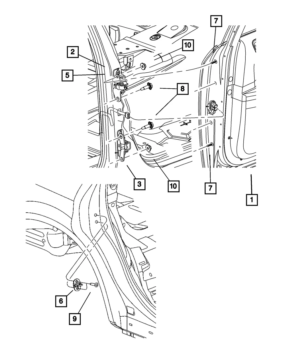 Rear Door Upper Hinge, Left - Mopar (4575751ab)