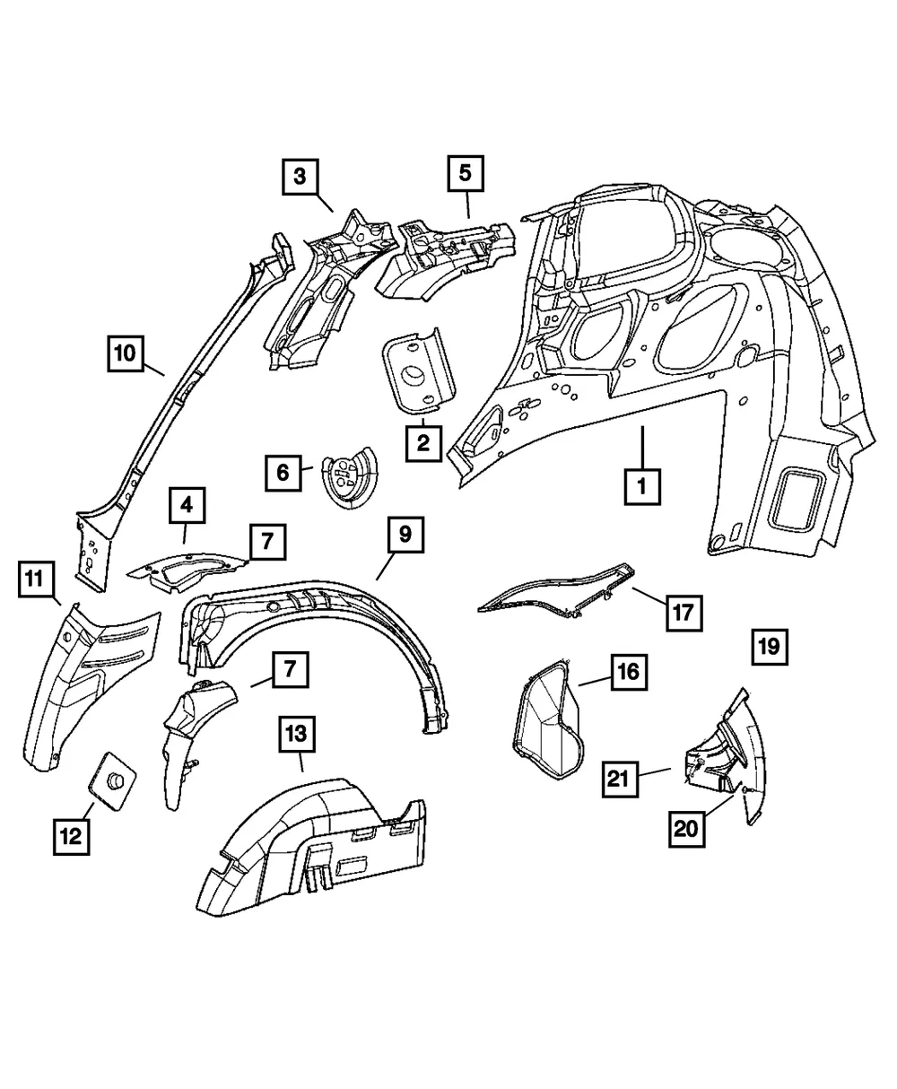 D Pillar Upper Reinforcement, Left - Mopar (4724713AB)
