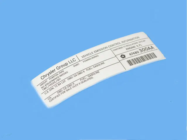 Vehicle Emission Control Information Label - Mopar (47480300AA) - view 2