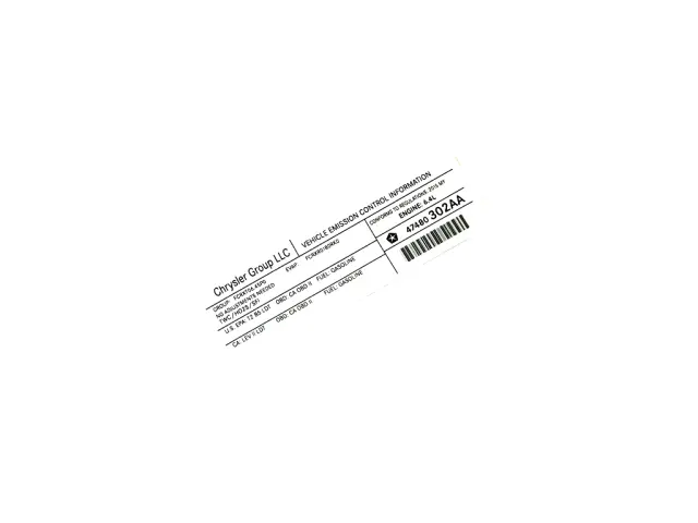 Vehicle Emission Control Information Label - Mopar (47480302aa) - view 3