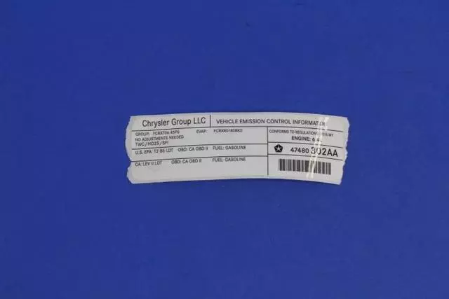 Vehicle Emission Control Information Label - Mopar (47480302aa) - view 5