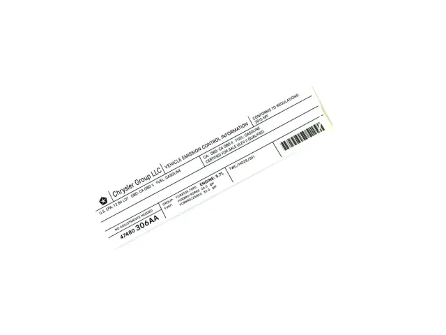 Vehicle Emission Control Information Label - Mopar (47480306aa) - view 2