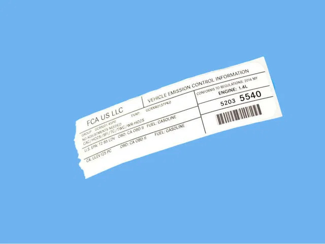 Vehicle Emission Control Information Label - Mopar (47480419AA)