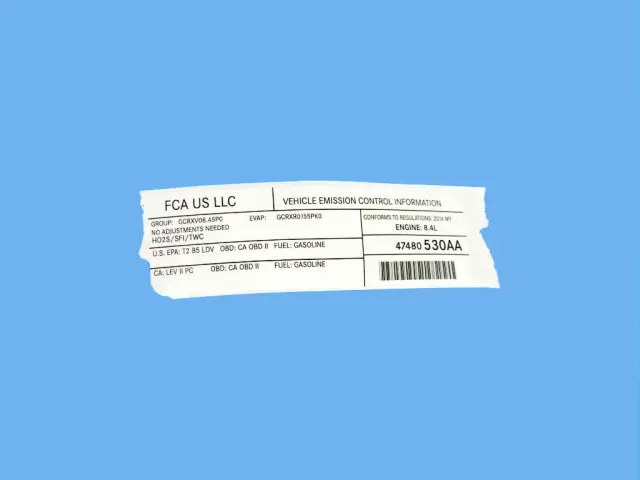 Vehicle Emission Control Information Label - Mopar (47480530aa)