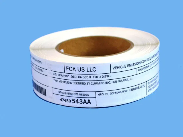Vehicle Emission Control Information Label - Mopar (47480543AA)