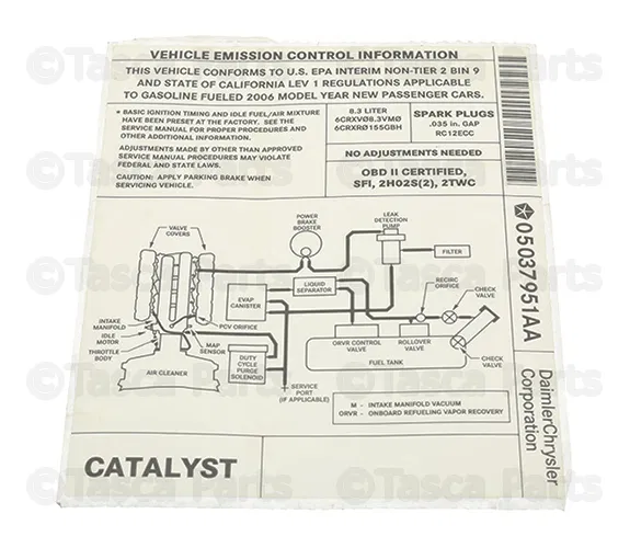 Emission Label - Mopar (5037951AB)