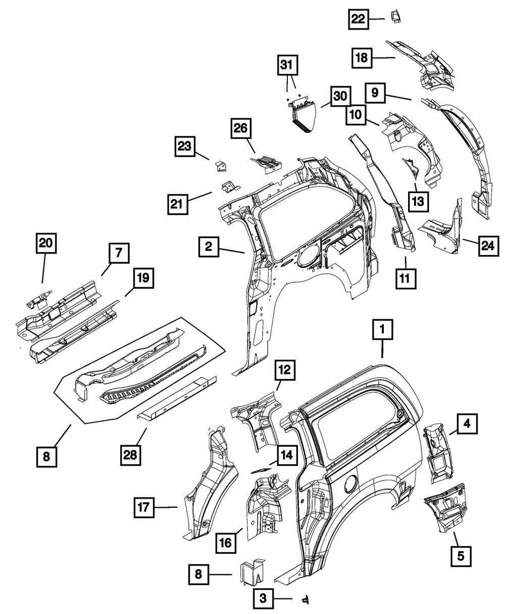 Grab Handle Bracket, Left - Mopar (5109483ab)