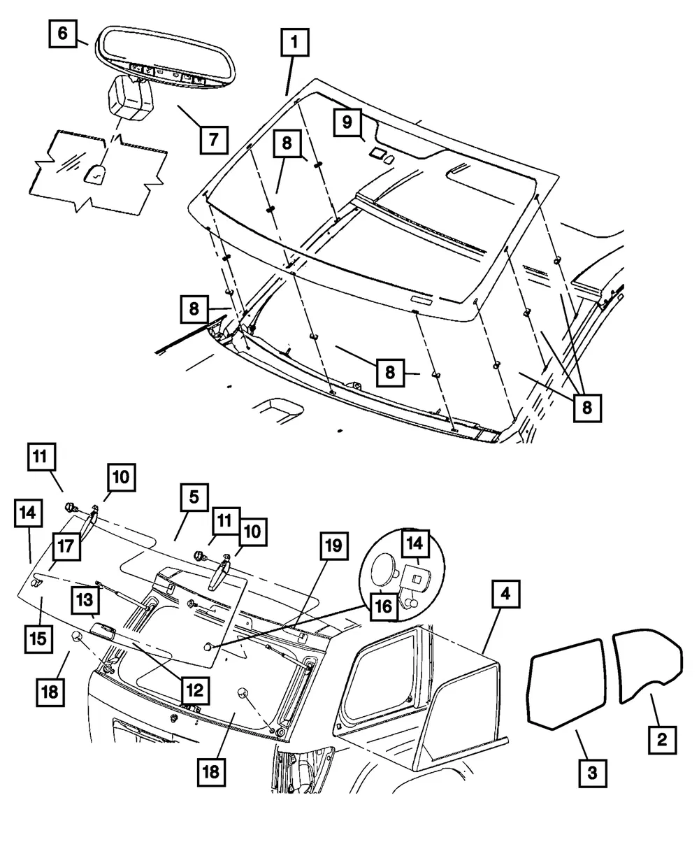 Shipping Assembly - 30 Lite Glass Windshield - Mopar (5170273ab)