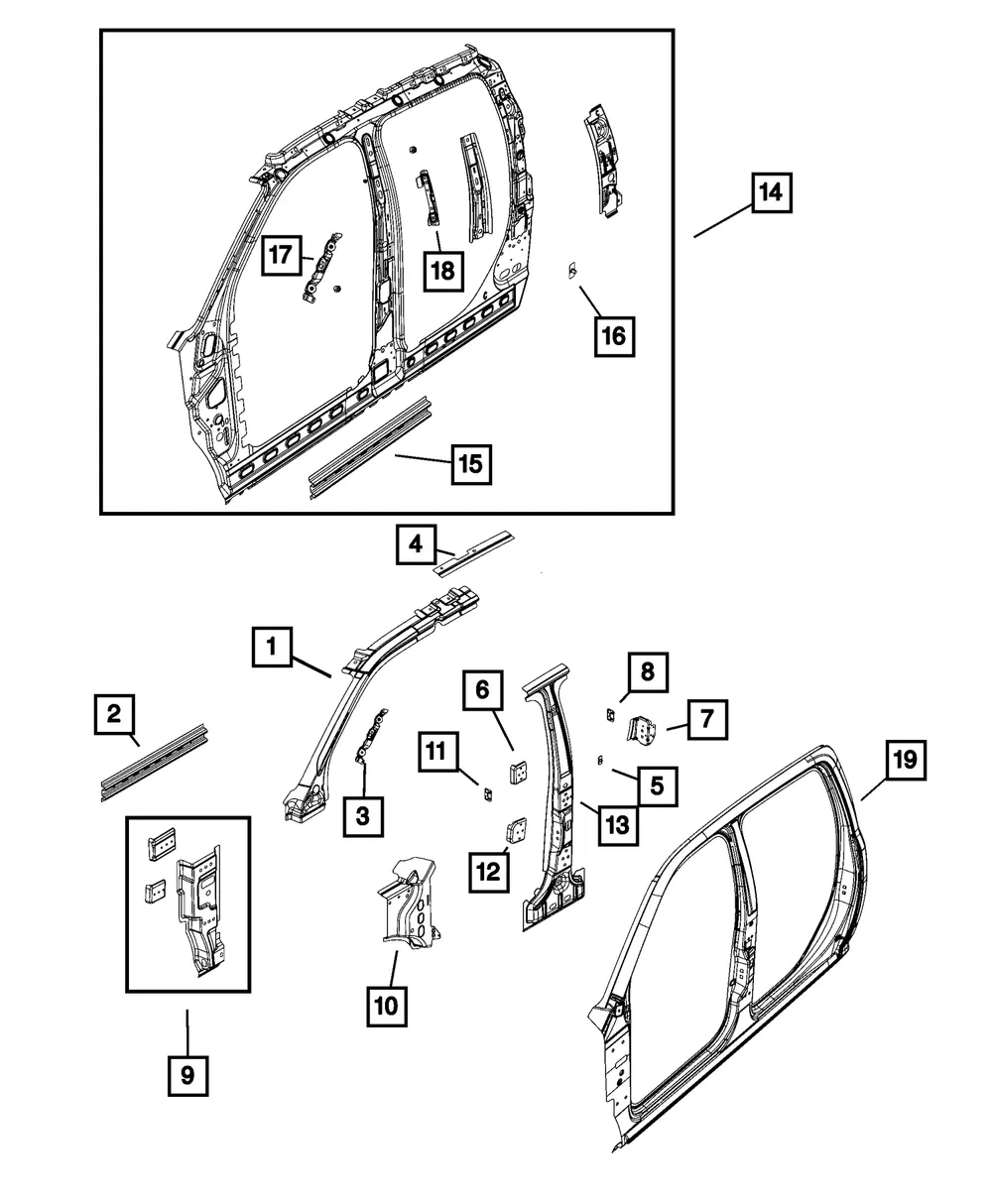 Center Pillar Reinforced Reinforced Plate - Driver's Side (LH) - Mopar (55112295AB)