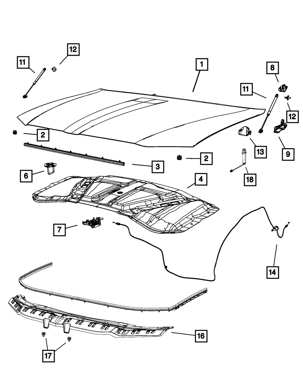 Hood Hinge, Right - Mopar (55113572ag)