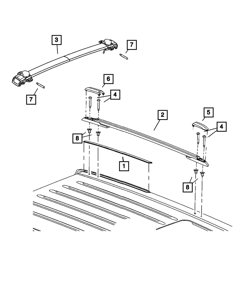 Roof Rail, Right - Mopar (55157468ab)