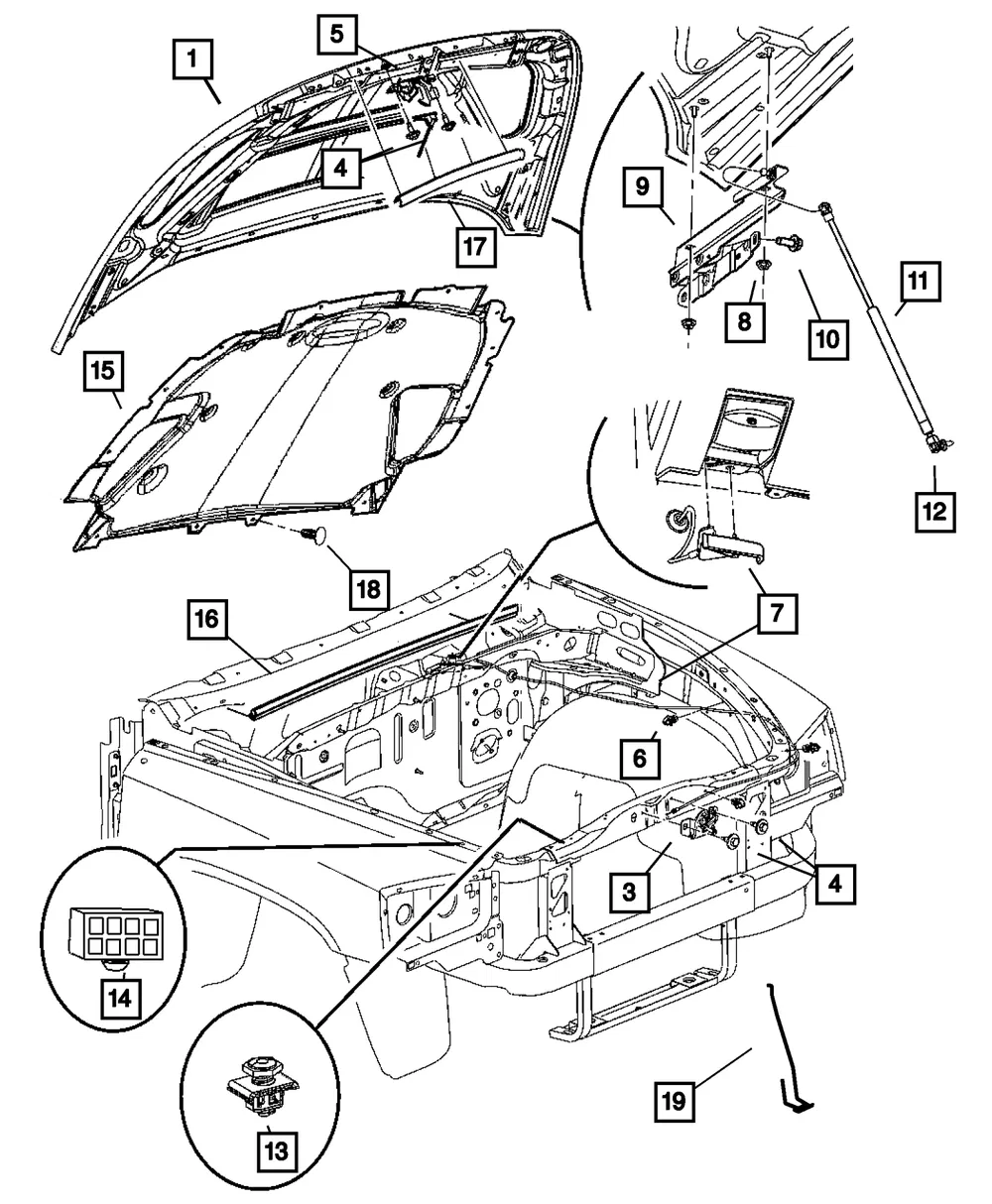 Hood Hinge, Left - Mopar (55176929ac)