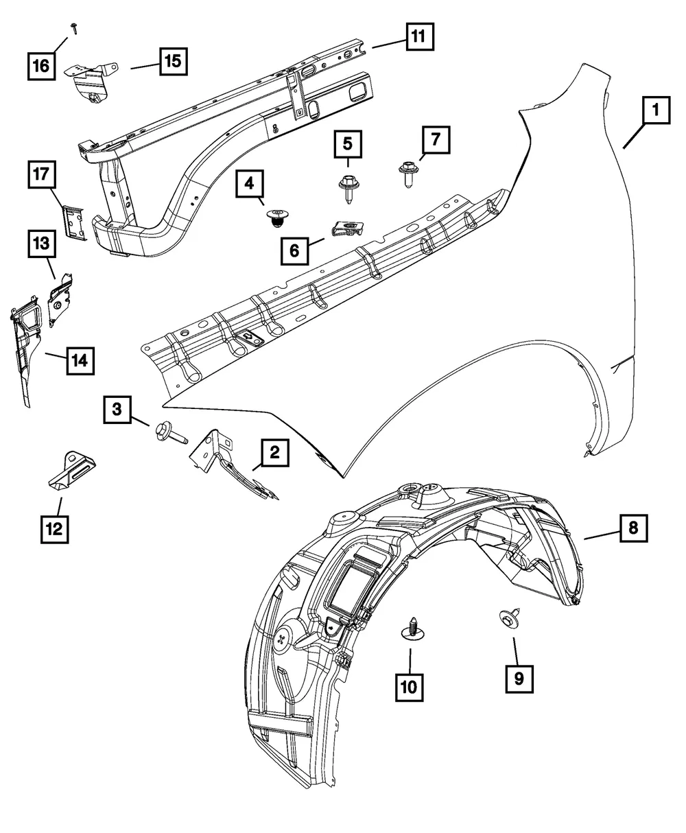 Fender Front Carrier Mounting Bracket - Mopar (55372772aa)