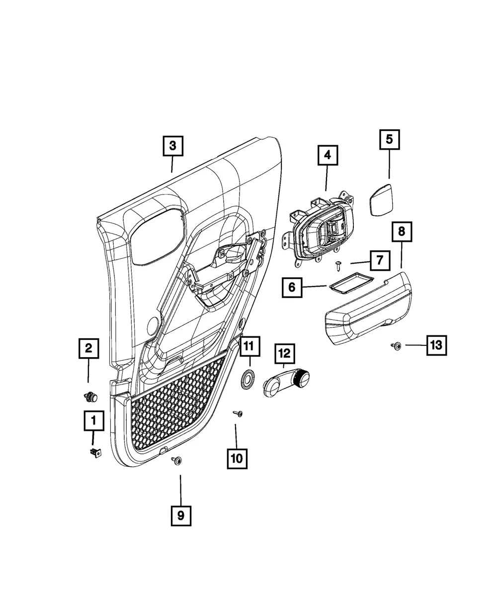 Door Trim Panel - Passenger Side (RH) - Mopar (5ZW961R3AG) - view 4