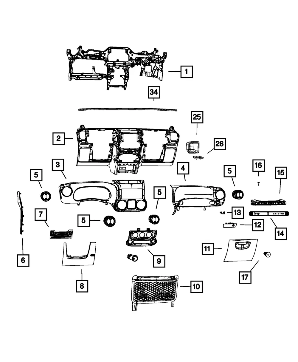 Instrument Panel Applique - Mopar (5lr34js3aa)