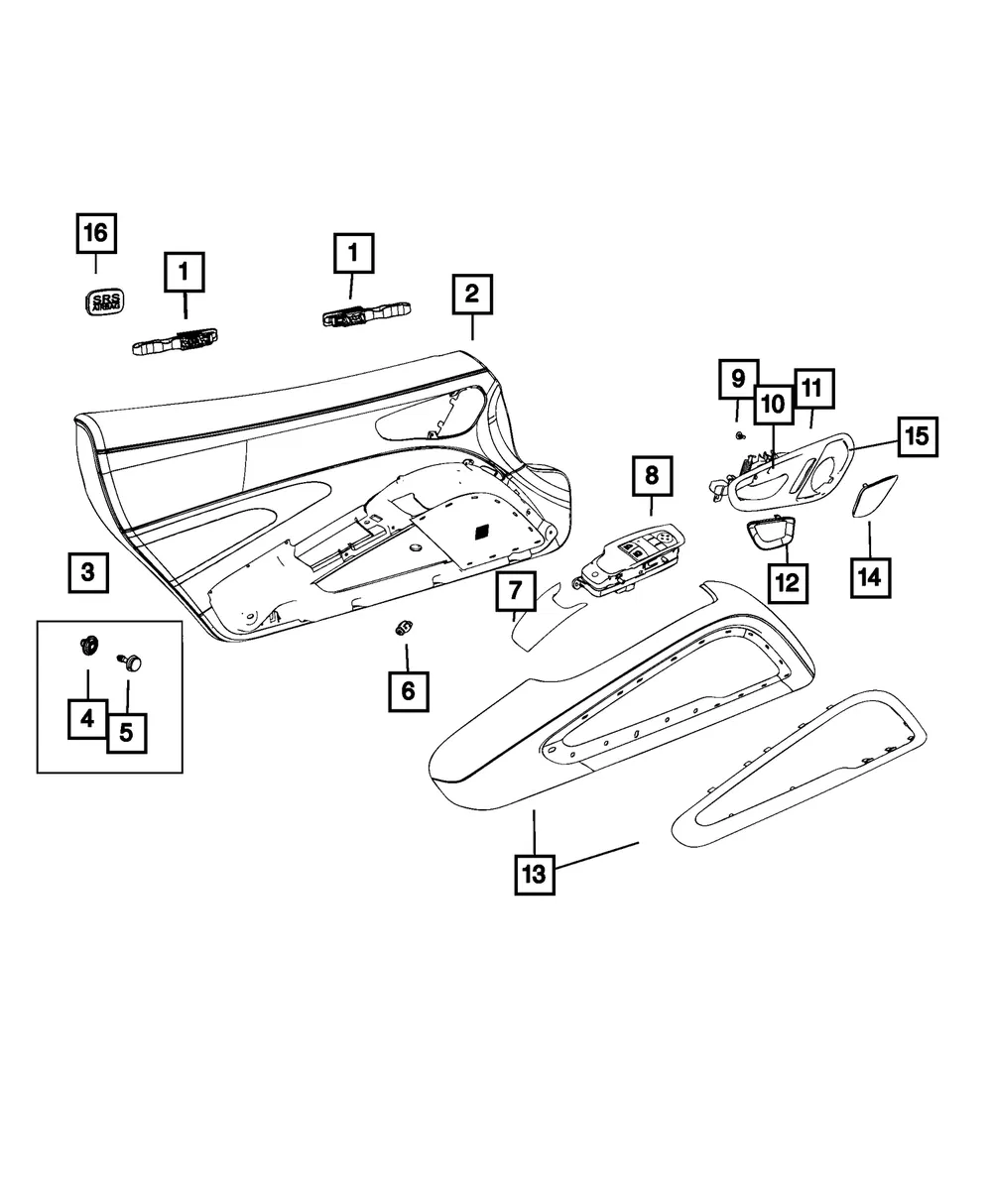 Front Door Trim Armrest, Right - Mopar (5qz16lr9ab)