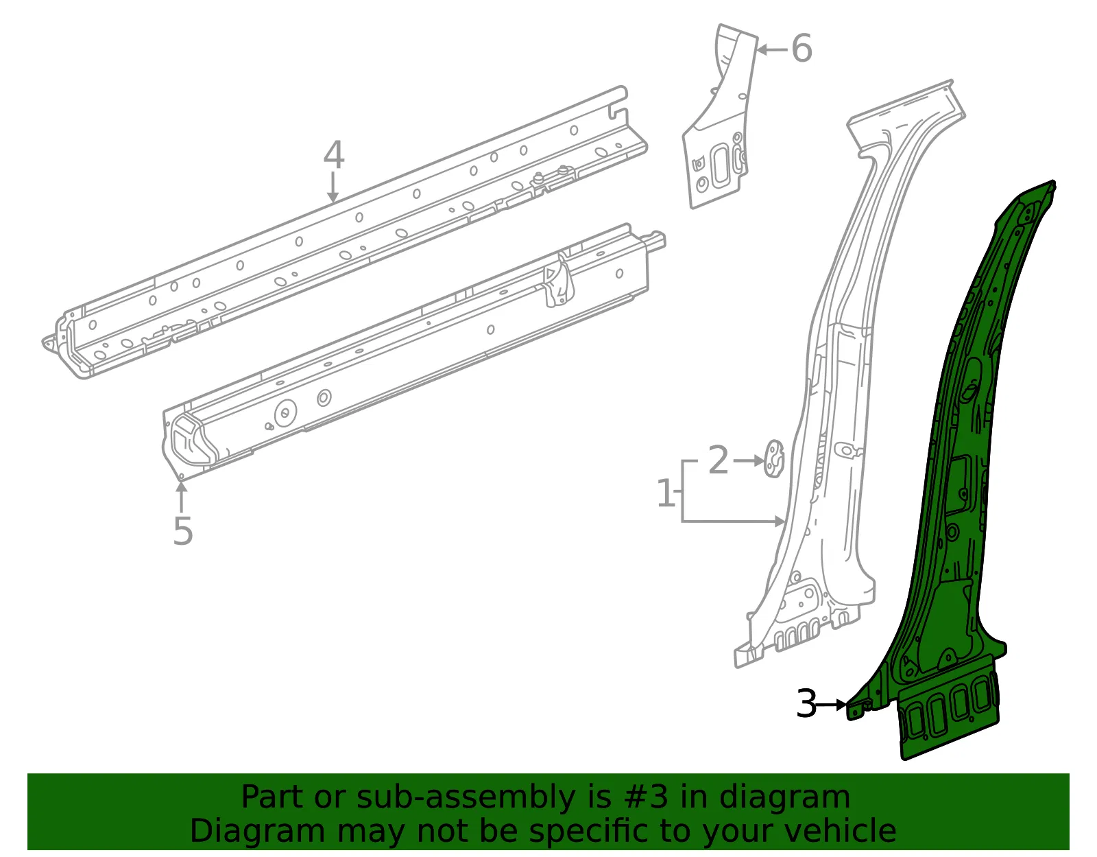 Driver Side B-Pillar Inner Panel - GM (60004339) - view 4