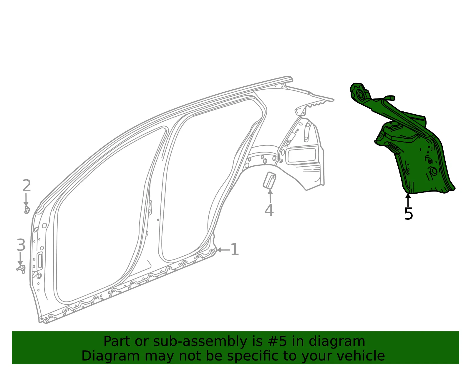 Driver Side Back Body Pillar Outer Panel - GM (60005827) - view 3