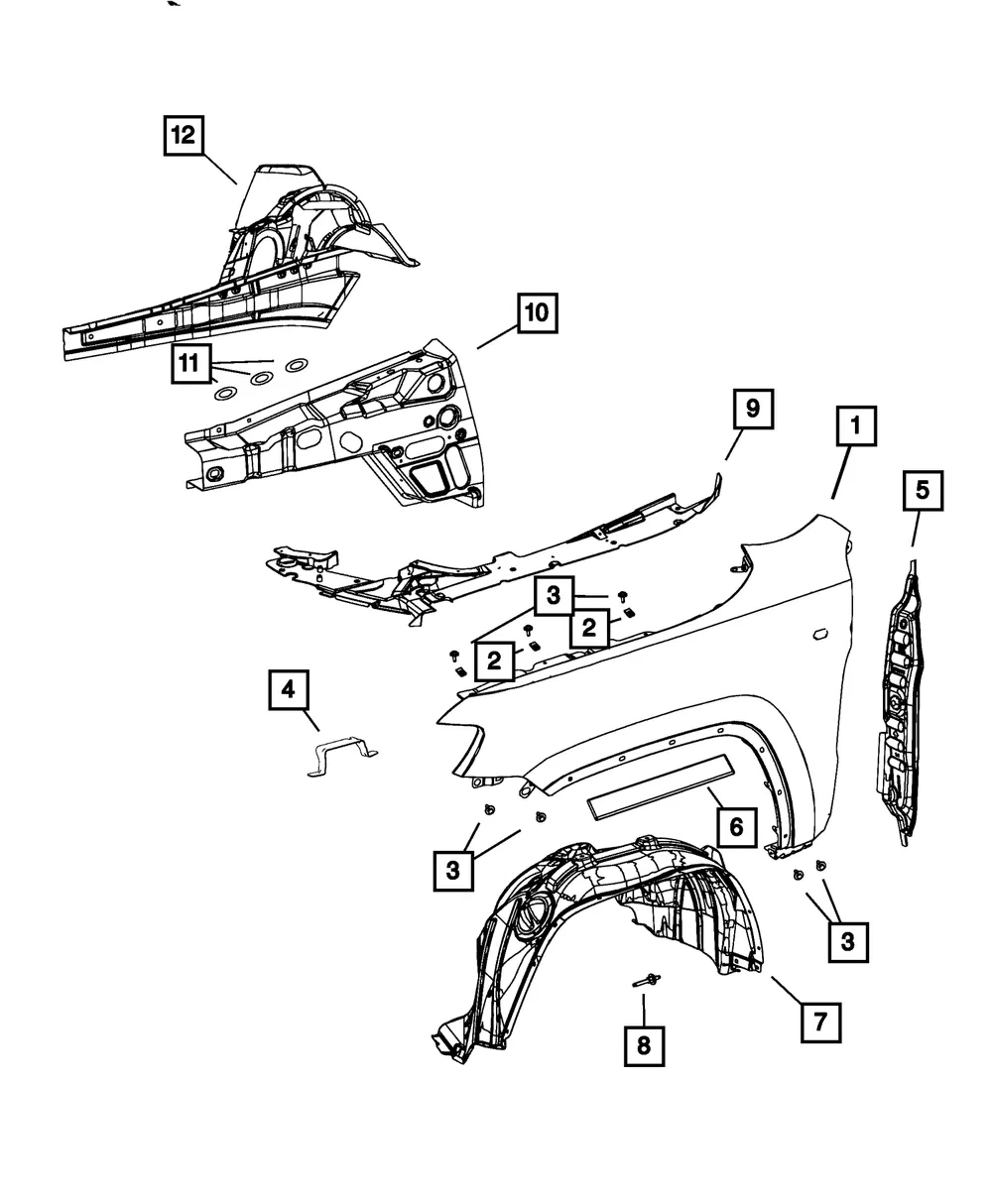 Fender Front Carrier Mounting Bracket, Left - Mopar (68036265aa)