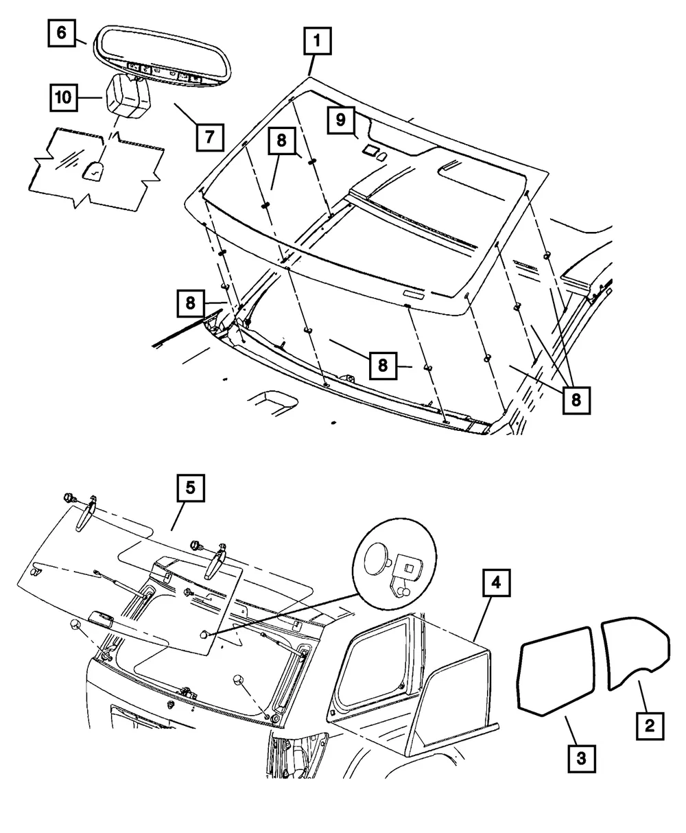 Shipping Assembly - 30 Lite Glass Windshield - Mopar (68036457AG)
