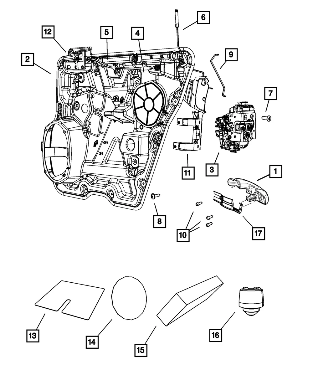 Rear Door Glass Channel, Left - Mopar (68043893aa)