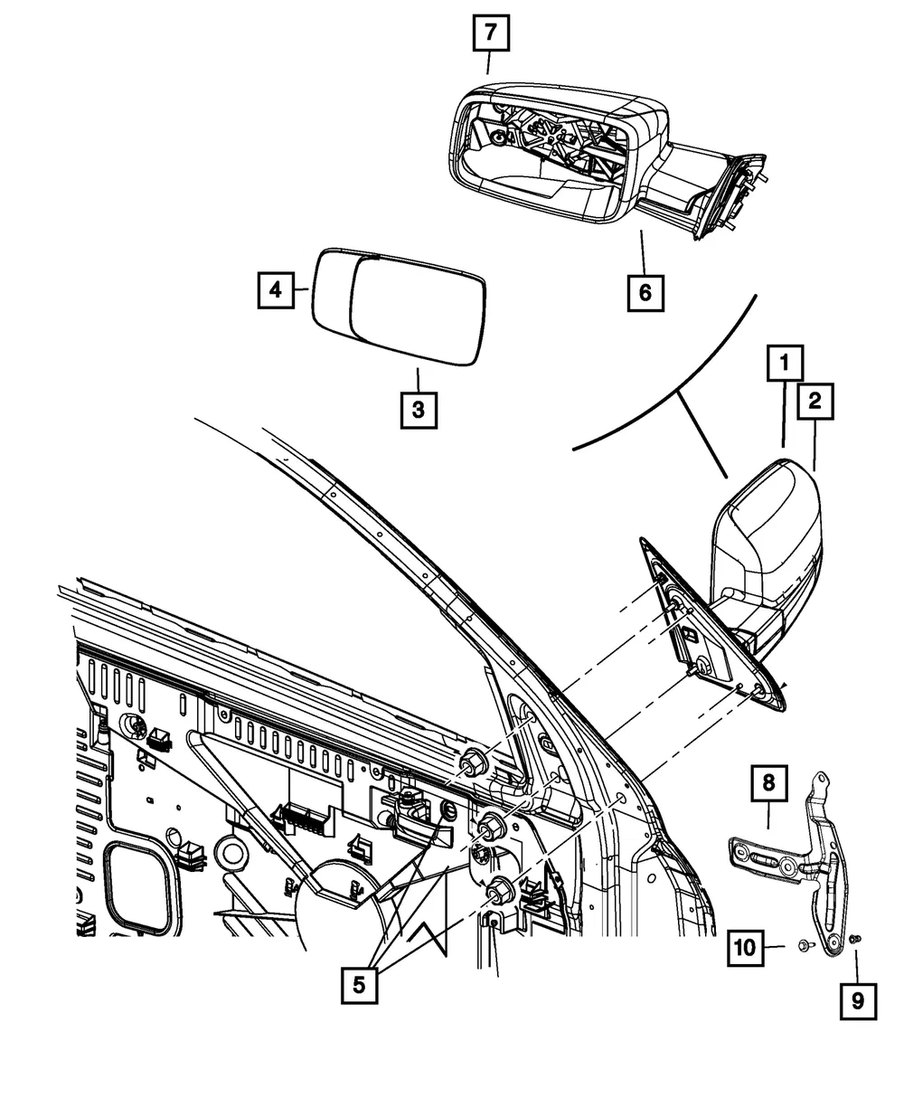 Mirror Glass - Driver's Side (LH) - Mopar (68067729AA) - view 2