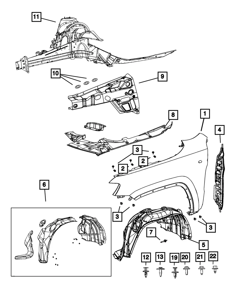 Fender Reinforcement - Mopar (68085199AG)