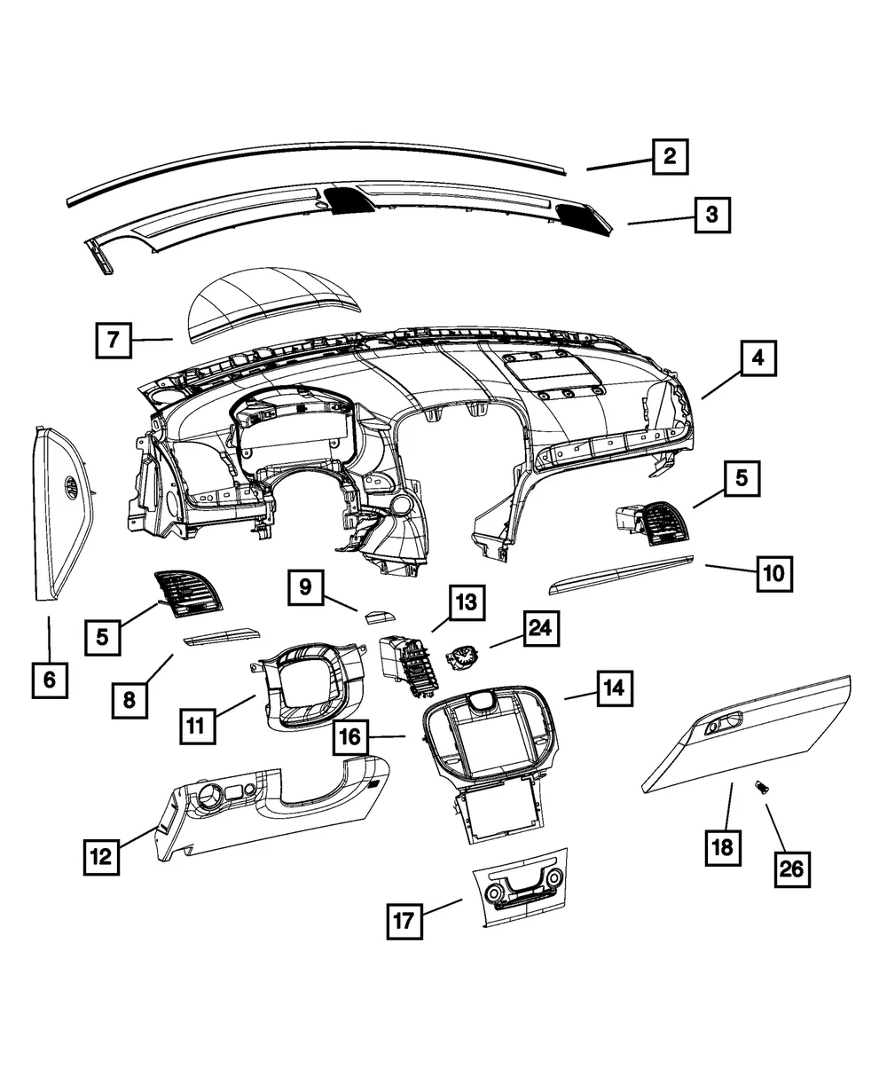 Instrument Panel Applique - Mopar (68159365AA) - view 7