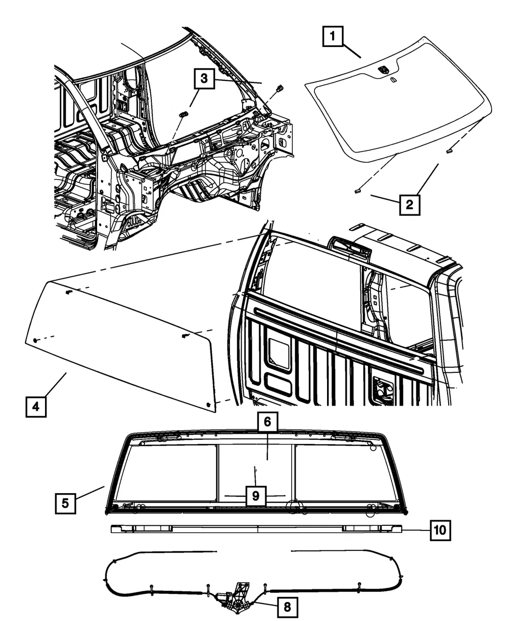 Shipping Assembly - 30 Lite Glass Windshield - Mopar (68195027ad)