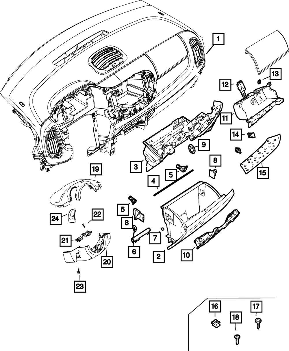 Glove Box Door Latch Striker, Right - Mopar (68201638aa)