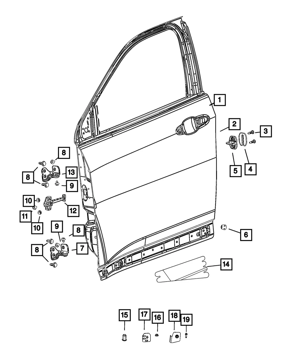 Door Shell - Passenger Side (RH) - Mopar (68242542AD)