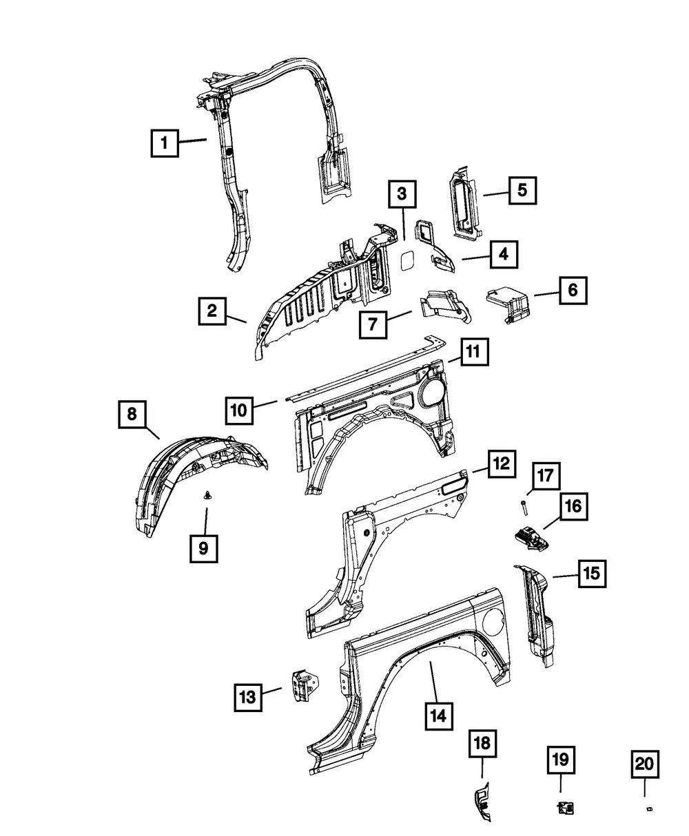 Inner Quarter Reinforced - Passenger Side (RH) - Mopar (68302758AB)