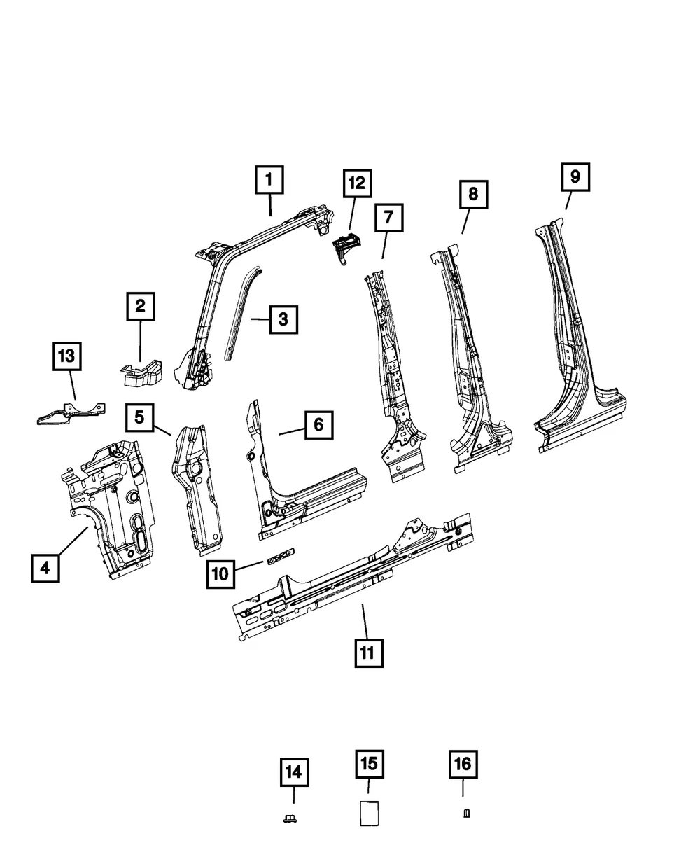 B-Pillar Trough, Left - Mopar (68307027aa)