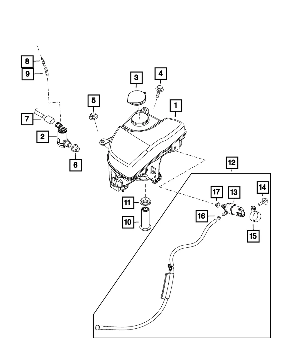 Washer, Windshield Pump - Mopar (68314552aa) - view 4