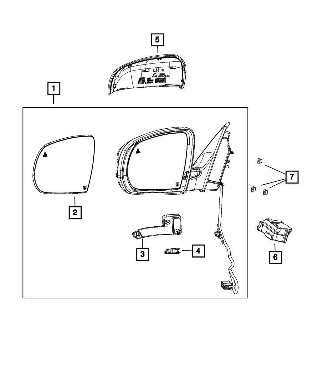 Outside Rear-View Mirror, Left - Mopar (68325357ab)